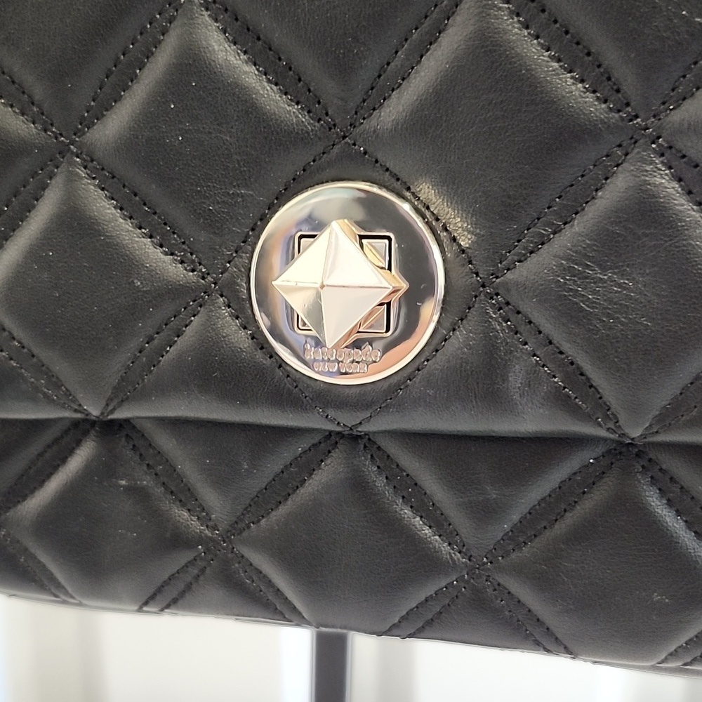 Kate Spade Natalia Square Black Quilted Crossbody Handbag With Handle and Strap - Picture 2 of 11